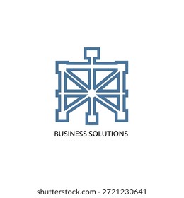 Blau-weißes Struktursymbol, das das Verbindungs-Unterstützungskonzept des Technologierahmens für das Corporate Identity Design-Element darstellt