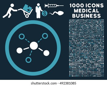 Blue And White Structure vector bicolor rounded icon. Image style is a flat icon symbol inside a circle, dark blue background. Bonus clip art includes 1000 healthcare business symbols.