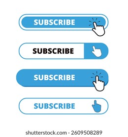 Blue and white subscribe web bar button on a white background