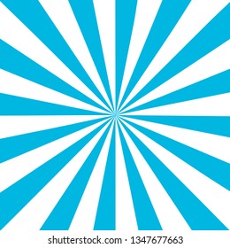 Blue white sunbeam background. Blue striped abstract wallpaper. Vector illustration.