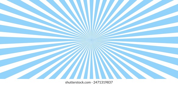Blue and white sunburst background with rays