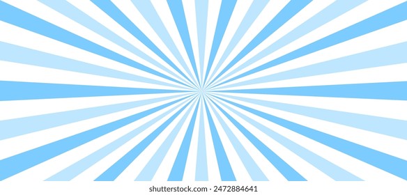 Blue and white sunburst background with rays