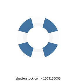 Anillo de goma azul y blanco para nadar. Vector de salvavidas flotante aislado en blanco. Ilustración de boya de vacaciones en el mar de verano.