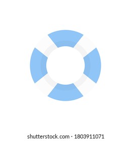 Anillo de goma azul y blanco para nadar. Vector de salvavidas flotante aislado en blanco. Ilustración de boya de vacaciones en el mar de verano.