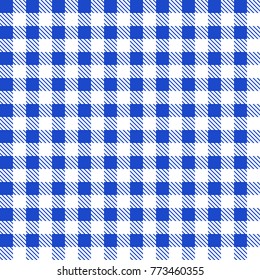 Blue and white tablecloth pattern. Vector illustration. Seamless checkered pattern.