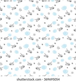Blue and white tank seamless vector pattern. Defender of the Fatherland Day. 23 february
