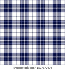 Blue and white tartan plaid design. Scottish textile pattern.