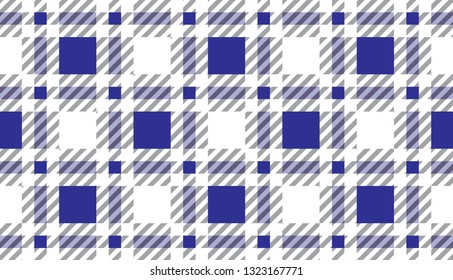 blue and white tartan plaid pattern.Texture for : plaid, tablecloths, clothes, shirts, dresses, paper, bedding, blankets, quilts and other textile products. Vector illustration. - Vector
