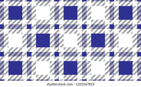 blue and white tartan plaid pattern.Texture for : plaid, tablecloths, clothes, shirts, dresses, paper, bedding, blankets, quilts and other textile products. Vector illustration. - Vector