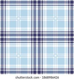 Blue and white tartan plaid. Scottish textile pattern design for pillows, shirts, dresses, tablecloth etc.