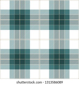 Blue and white tartan plaid. Trendy Scottish cage textile pattern.