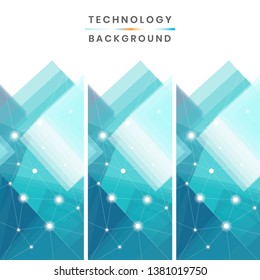 Blue and white technology banners vector collection