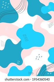 Blue white template with dynamic abstract forms, composition for social media, mobile apps or banners, vector illustration