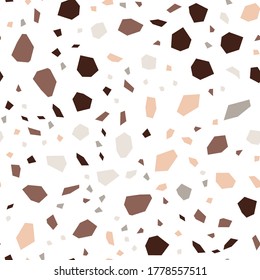 Blue and White Terrazzo Tile Vector Seamless Pattern. Fashion Terrazzo Wall Pattern. White Terazzo Design.