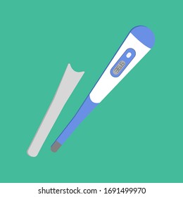 The blue and white thermometer to take temperature