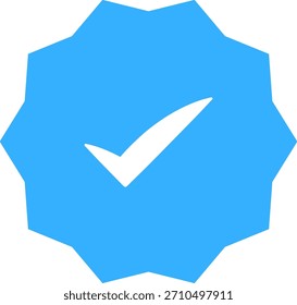 Insignia de marca de tick azul y blanco para verificación de Cuenta de redes sociales.