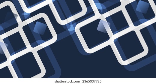 Blue and White Translucent Geometric Shapes - Abstract Background Design Template, Vector Applicable for Web, Technology or Science, Base for Presentations, Posters, Placards, Covers or Brochures