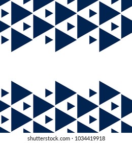 Blue and white triangles geometric abstract seamless border, vector