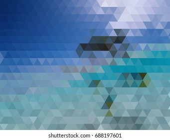 Blue white triangular mosaic background, vector illustration, creative business design templates
