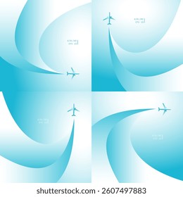 BLUE AND WHITE VECTOR BROCHURE WITH AIRPLANES