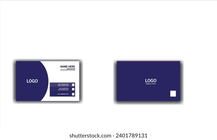 blue and white vector business card design template 