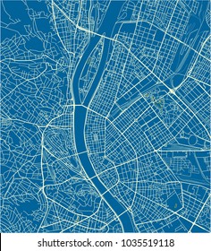 Blue and White vector city map of Budapest with well organized separated layers.