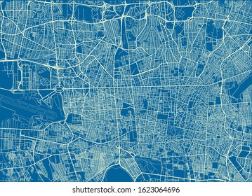 Blue and White vector city map of Tehran with well organized separated layers.