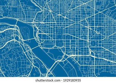 Blue and White vector city map of Washington, D.C. with well organized separated layers.