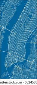 Blue and White vector city map of New York with well organized separated layers. svg