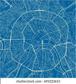 Blue and White vector city map of Moscow with well organized separated layers.