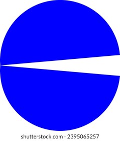 Blue and white vector graphic of a circle cut into segments and moved to form  two semi circles joined at the corner, resembling a pacman