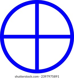 Blue and white vector graphic of a circle containing four white segments resembling a pie