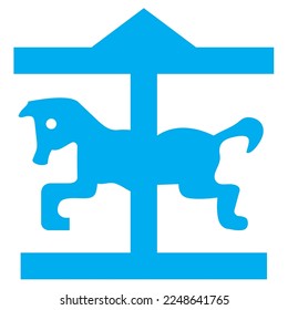 Blue   white vector graphic map symbol for theme park  It consists blue silhouette horse merry go round