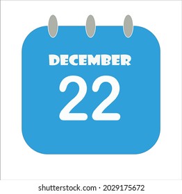 Blue and white vector. Icon calendar 22 day
