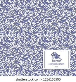 Blue and white vector leaf seamless pattern. Vintage ornament. Paisley elements. Great for fabric and textile, wallpaper, packaging or any desired idea