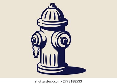 Blue and white vintage style fire hydrant with shadow