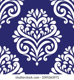 Vector vintage azul y blanco, de papel pintado. Elegante textura clásica. Comedor de lujo. Elementos reales, victorianos y barrocos. Excelente para tela y textil, papel pintado, o cualquier idea deseada.