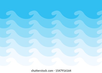 Blue and White Water Sea Waves abstract vector illustration. Simple background element in flat design.