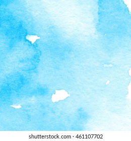 Blue white watercolor ink hand drawn paper texture grunge vector card for text design, banner. Abstract water color wet brush paint splash monochrome background for template, wallpaper