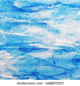 Blue and white watercolor texture. Vector illustration. Abstract hand painted background for design and decoration.