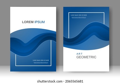 Blue and white wave Book cover design modern. Annual report. Brochure template, catalog. Simple Flyer promotion. magazine. Vector illustration