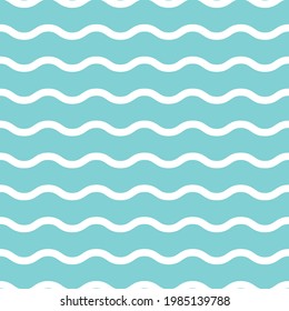 Blue and white wave pattern. Wave line pattern. Seamless wavy texture. Vector illustration. 