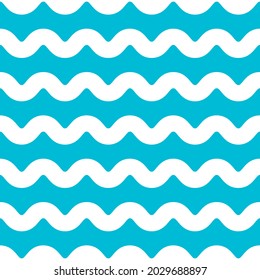 Blue and white wave pattern. Wave line pattern. Seamless wavy texture. Vector illustration. 