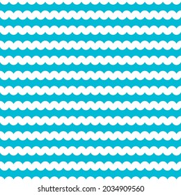 Blue and white wave pattern. Wave line pattern. Seamless wavy texture. Vector illustration. 