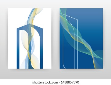 Blue white waved lines design for annual report, brochure, flyer, poster. Waved line background vector illustration for flyer, leaflet, poster. Abstract A4 brochure template.