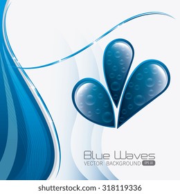Blue and white waves colorful background design, vector illustration.
