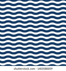 Blue and white waves seamless pattern. Minimalist and childish design for fabric, textile, wallpaper, bedding, swaddles or gender-neutral apparel.