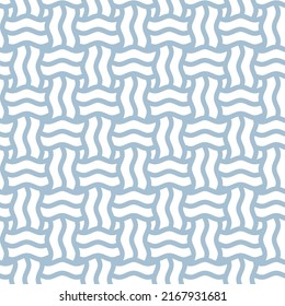 Blue and white waves seamless pattern. Vector linear ornament. Colorful geometric background