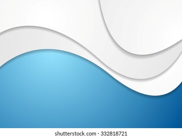 Blue White Wavy Art Background. Vector Design