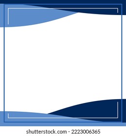 Blue and white wavy background color with stripe line shape. Suitable for social media post and web internet ads. Template layout. Frame, boarder for text, picture, advertisement. Empty space. 